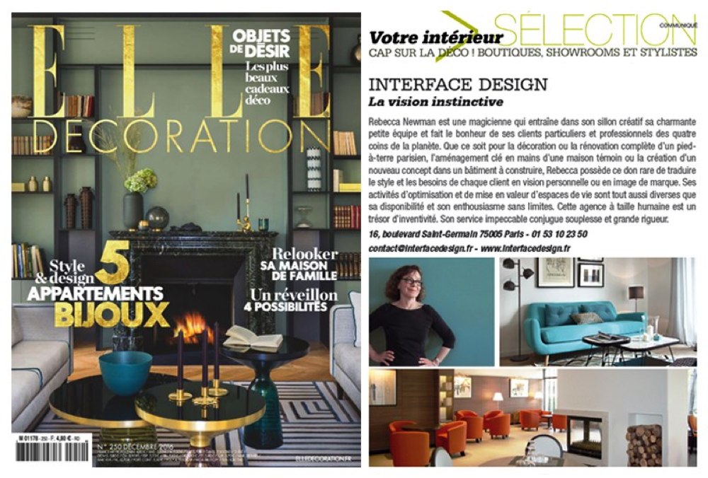 Article de presse Elle Décoration concernant à Interface Design